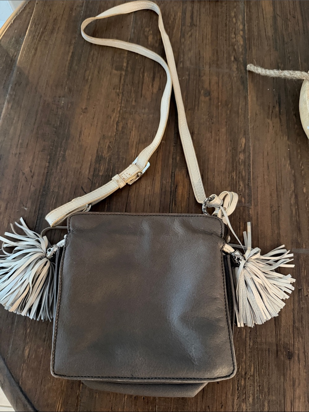 Brighton Beige Crossbody Bag with Fringe